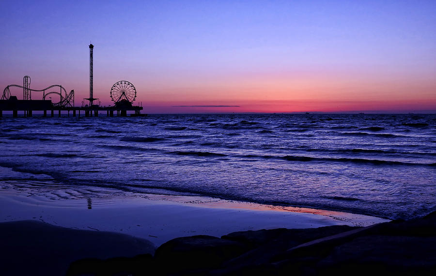 Sunset Photograph - Blue Hour in Galveston by Judy Vincent