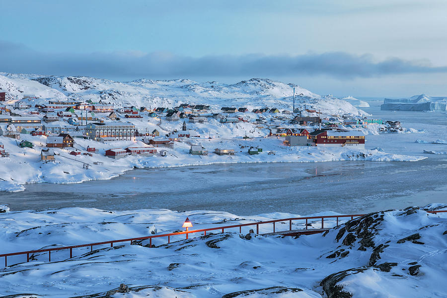blue hour in Ilulissat - Greenland Photograph by Joana Kruse