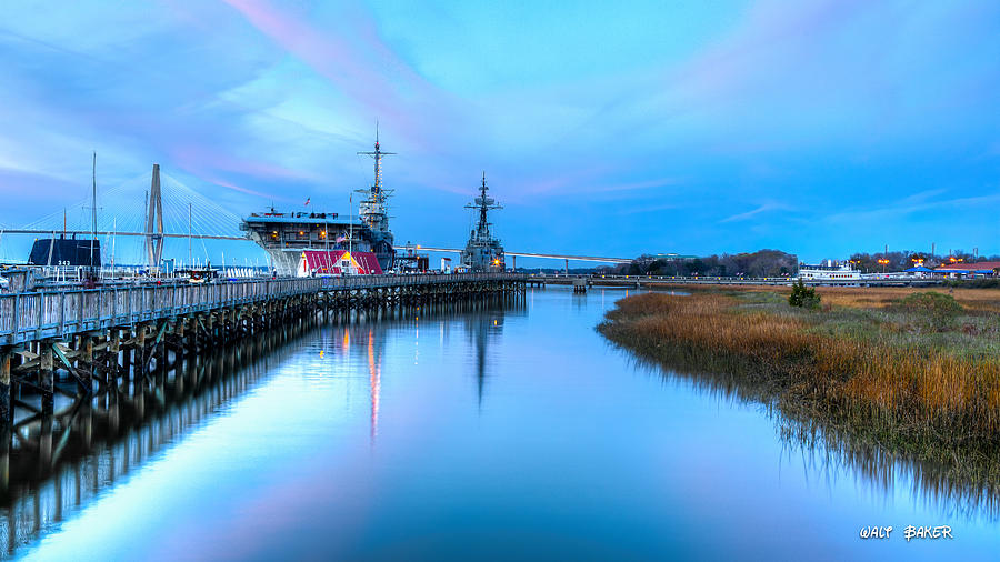 Blue Hour Over Patriots Point Photograph by Walt Baker