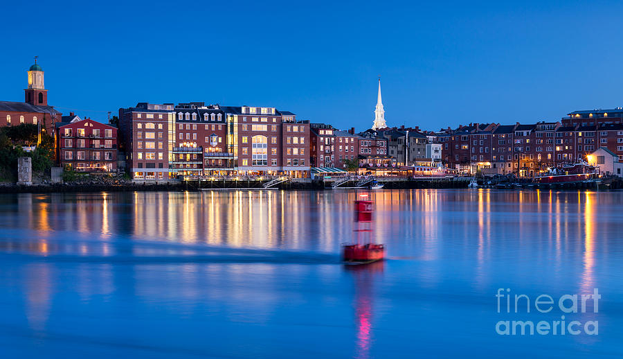 Skyline Photograph - Blue Hour over Portsmouth New Hampshire by Dawna Moore Photography