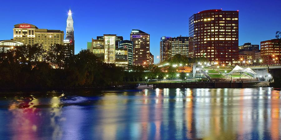 Blue Hour Pano of Hartford Photograph by Frozen in Time Fine Art Photography