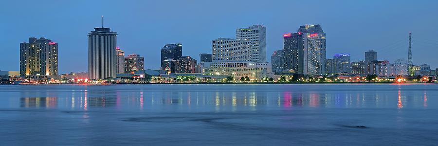 Blue Hour Panoramic of New Orleans Photograph by Frozen in Time Fine Art Photography