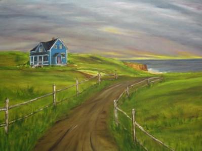 Blue House Painting - Blue House by Clara Bierman Blue House Painting - Blue House by Clara Bierman