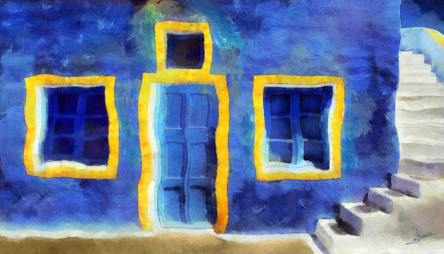 Blue house Painting by George Rossidis