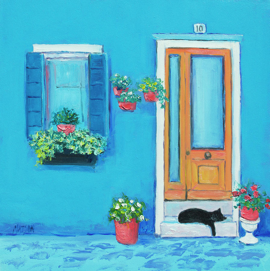 Blue House in Burano Venice Painting by Jan Matson