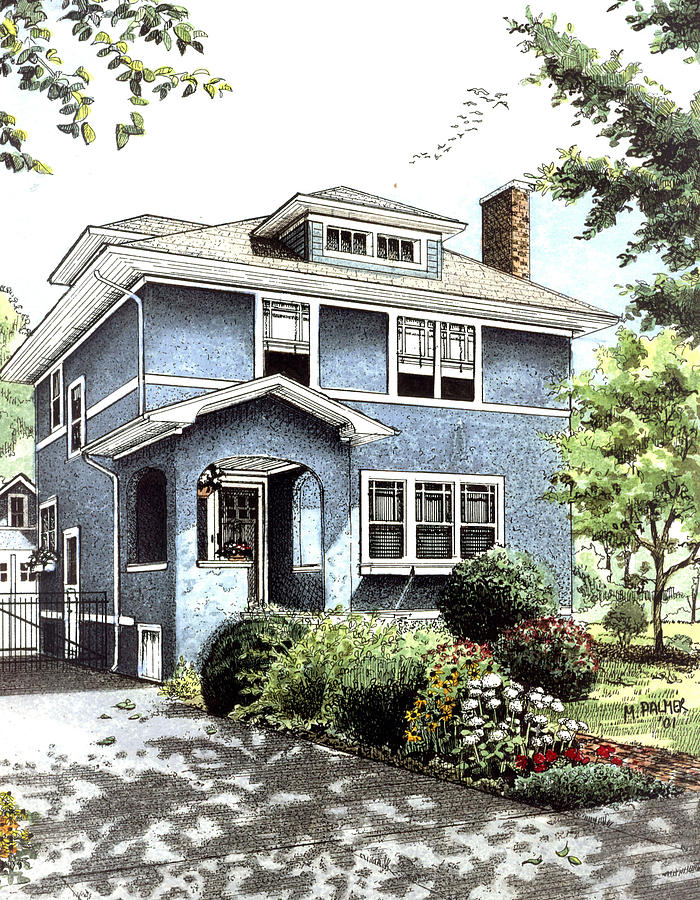 Blue House Drawing