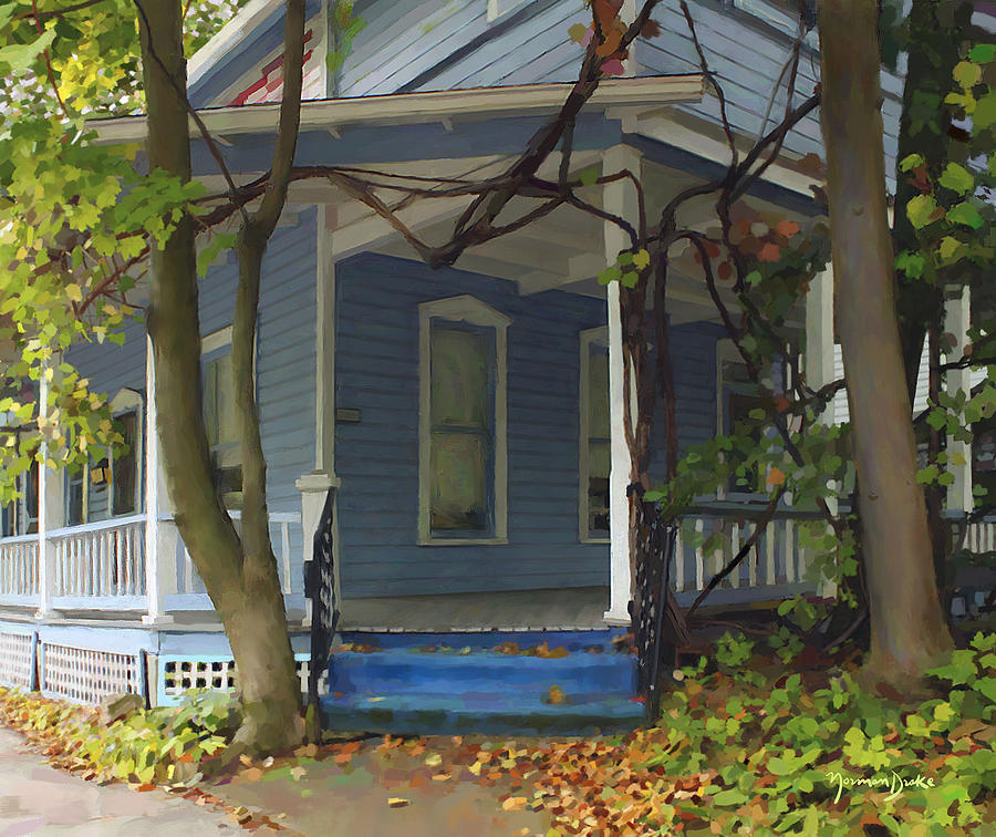Tree Painting - Blue House by Norman Drake