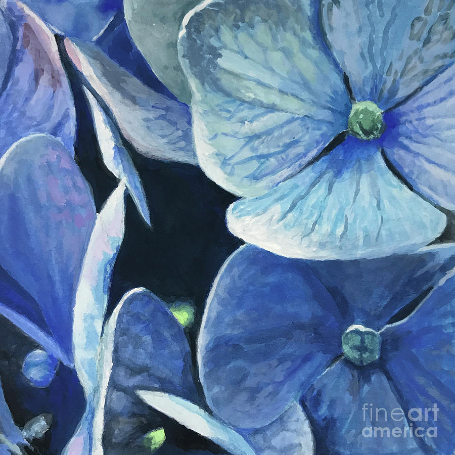 Blue Hydrangea Ajisai Painting By Samantha Horne