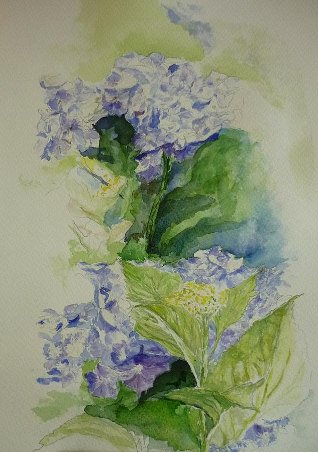 Blue Hydrangea Painting by Lizzy Forrester