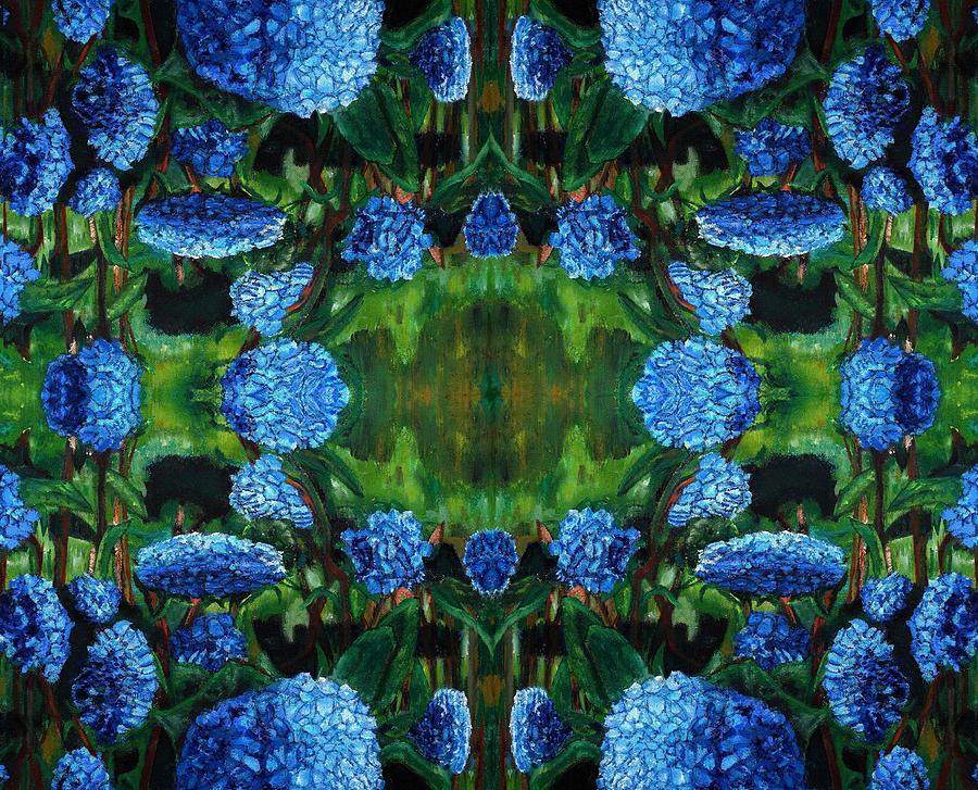 Blue Hydrangea Pattern Painting by Deborah D Russo