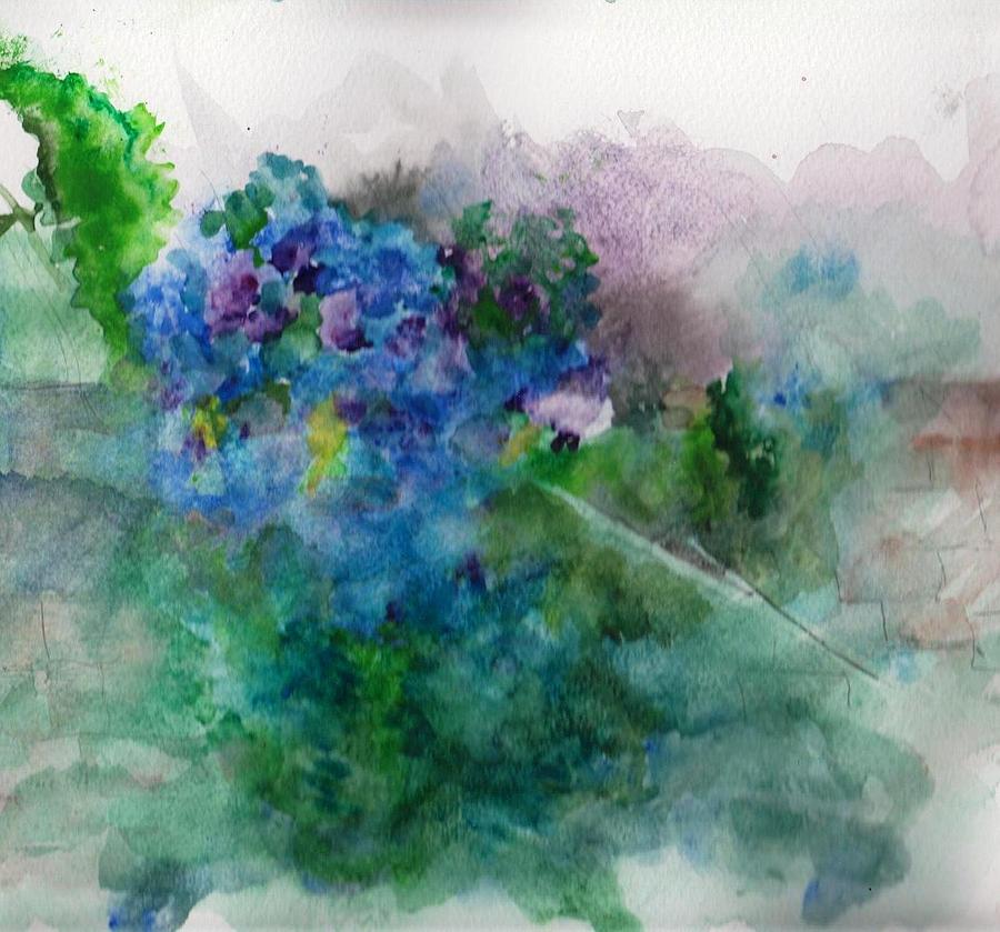 Flower Painting - Blue Hydrangea by Sandi Stonebraker