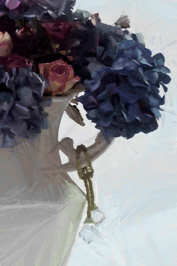 Blue Hydrangeas - Digital Gouache Digital Art by Sandra Foster