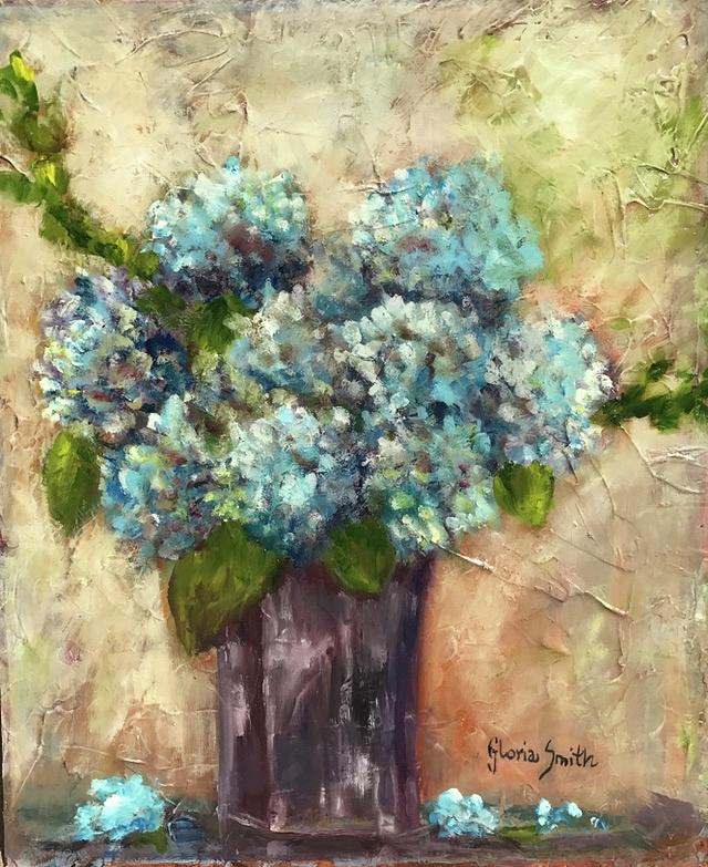 Blue Hydrangeas Painting by Gloria Smith