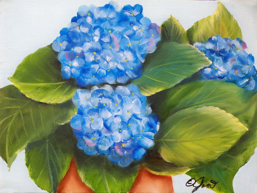 Blue Hydrangeas Painting by Joni McPherson