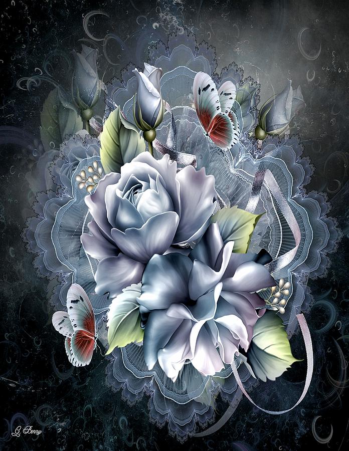 Rose Mixed Media - Blue Ice Roses by Gayle Berry