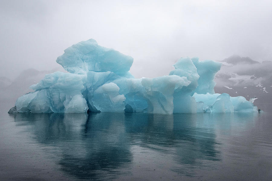 Blue Iceberg In Fog Greenland 7057 Photograph by Bob Neiman