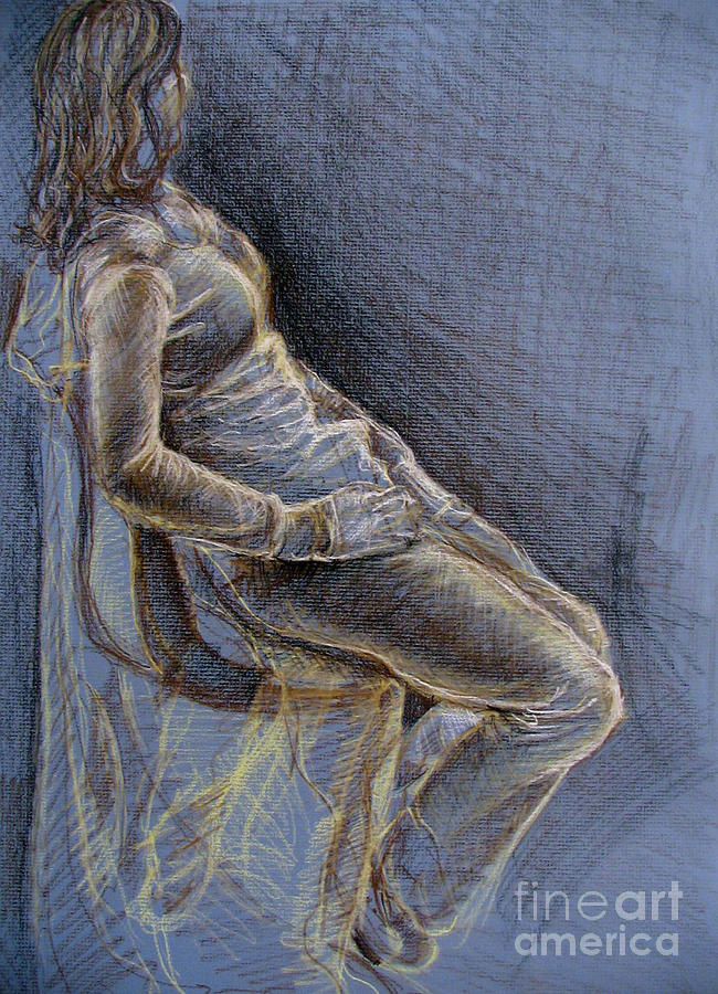 Figure Drawing - Blue by Iglika Milcheva-Godfrey