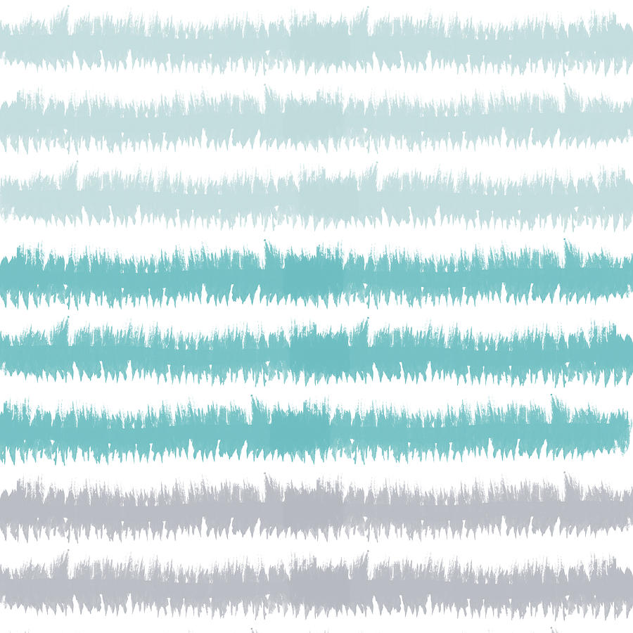 Pattern Mixed Media - Blue Ikat Stripe- Art by Linda Woods by Linda Woods
