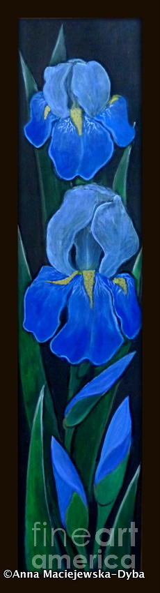 Flower Painting - Blue Iris by Anna Folkartanna Maciejewska-Dyba