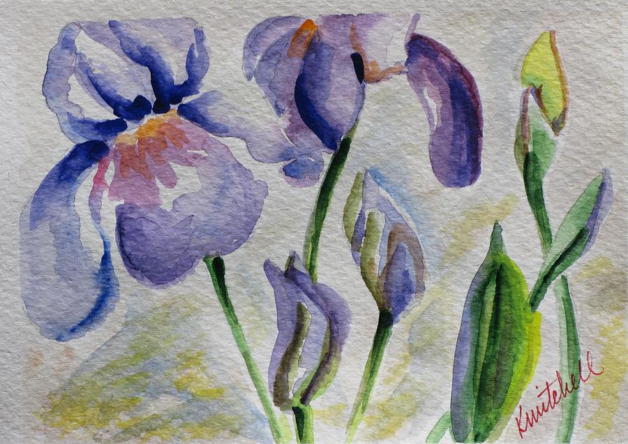 Floral Painting - Blue Iris by Kathy Mitchell