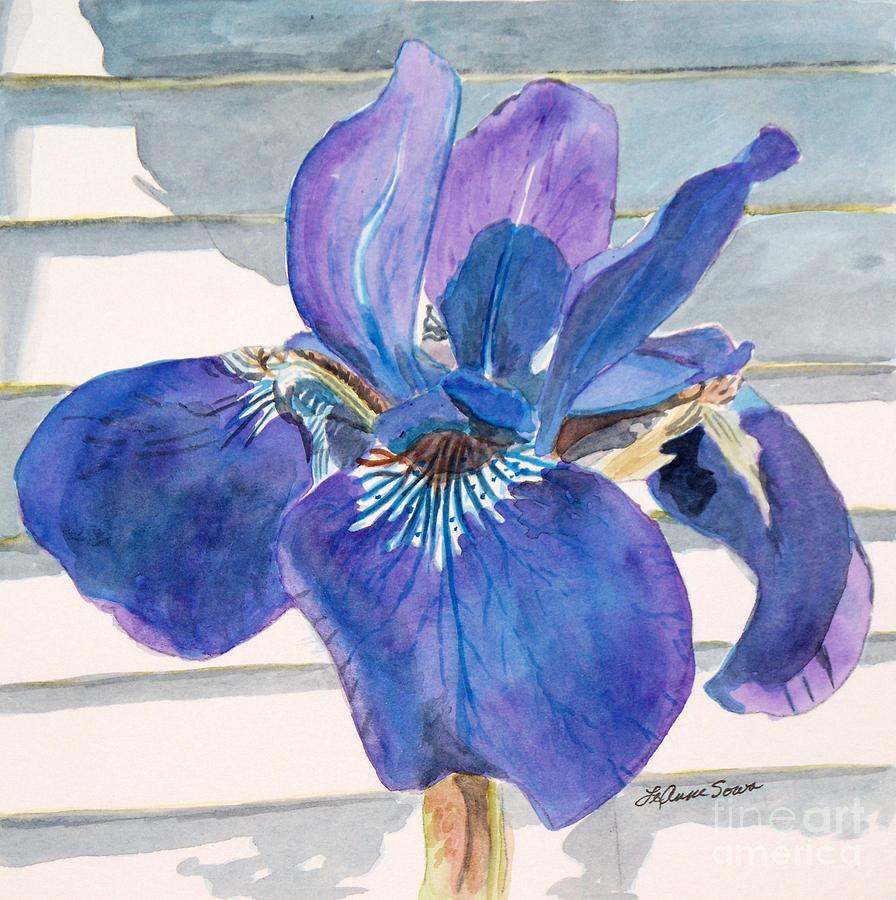 Blue Iris Painting by LeAnne Sowa