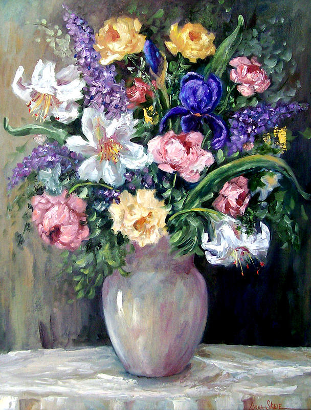 Blue Iris Painting by Lorna Skeie