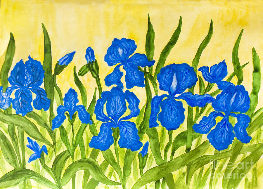 Blue irises Painting by Irina Afonskaya