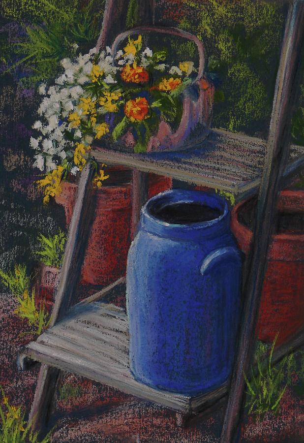 Blue Jar - Pats Place Painting by Kay Ridge