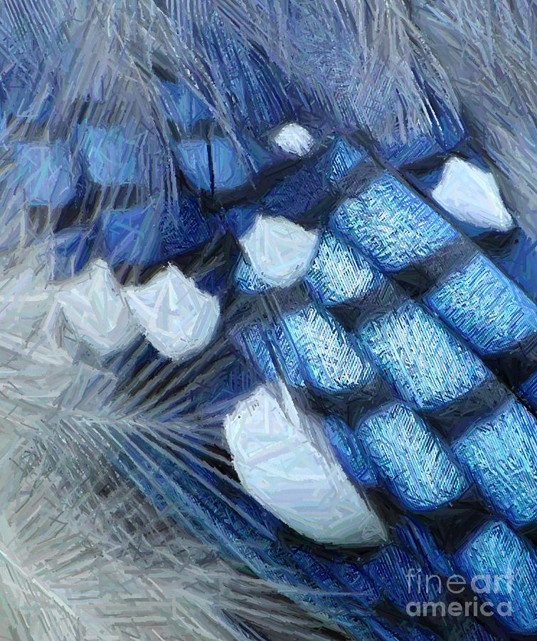 Blue Jay Abstract Mixed Media by Anne Ditmars