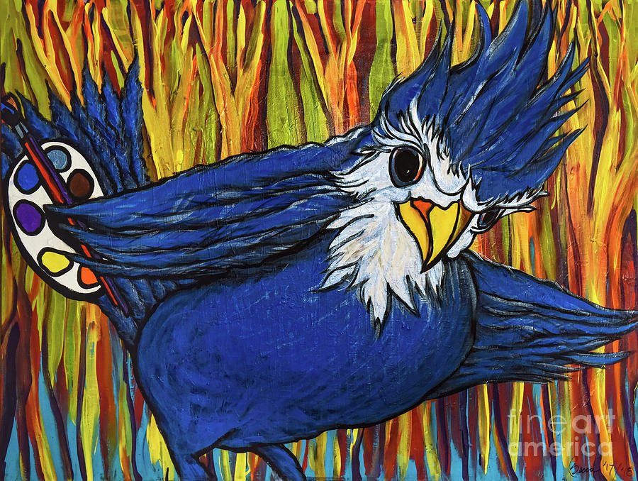 Blue Jay Artist Painting by Rebecca Weeks