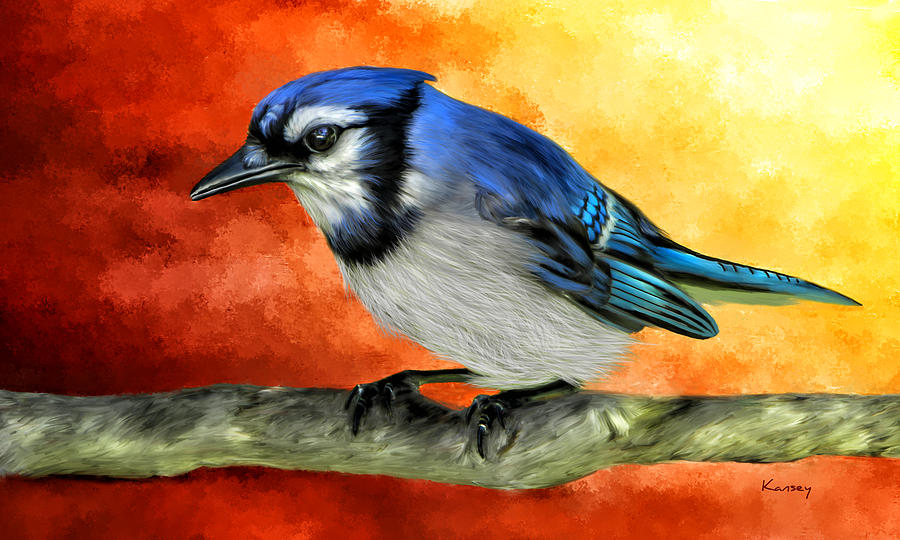 Wildlife Painting - Blue Jay by Johanne Dauphinais