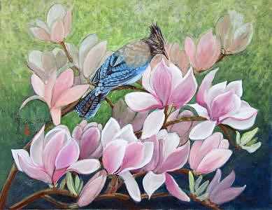 Blue Bird Painting - Blue Jay by Komi Chen Blue Bird Painting - Blue Jay by Komi Chen