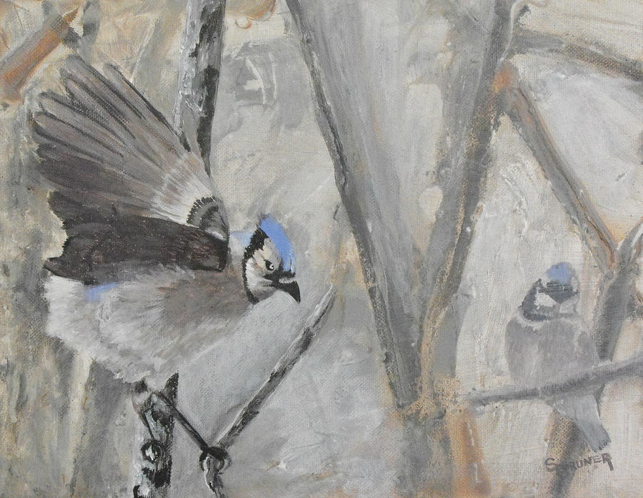 Nature Painting - Blue Jays by Susan Bruner