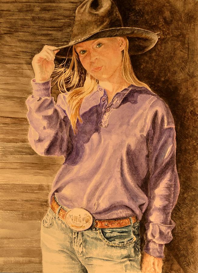 Vintage Painting - Blue Jean Cowgirl by Traci Goebel