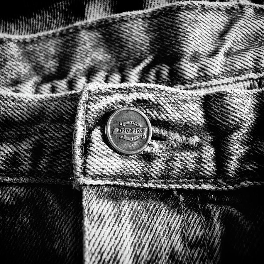 Blue Jeans Button Macro Detail Bw Photograph