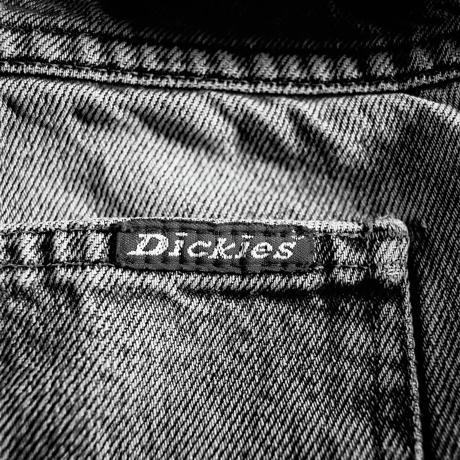 Blue Jeans Pocket Label Close-up Detail Bw Photograph