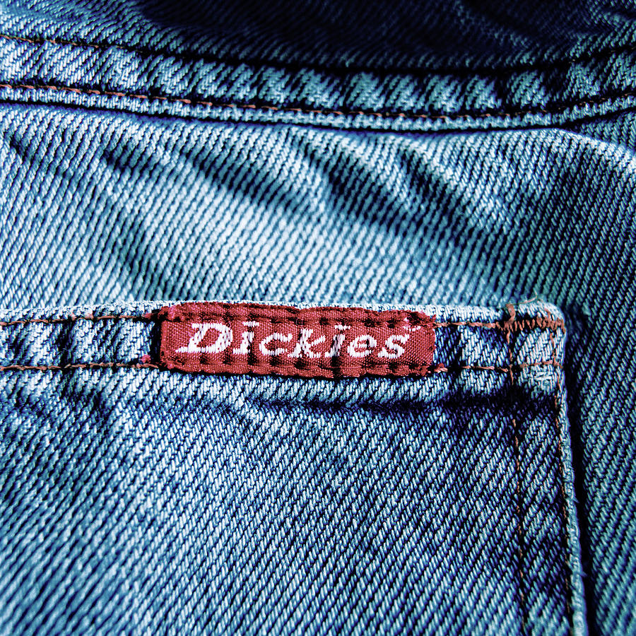 Blue Jeans Red Pocket Label Close-up Detail Photograph