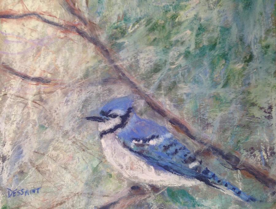 Winter Painting - Blue Jay by Linda Dessaint