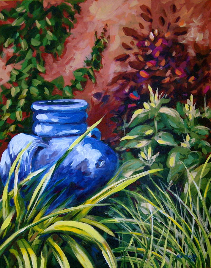 Blue Jug Painting by Outre Art Natalie Eisen