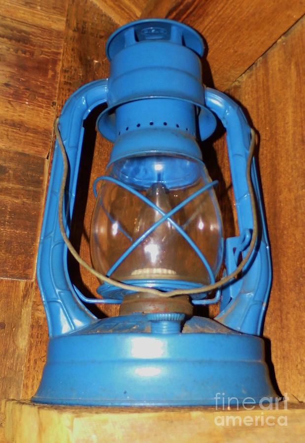 Blue Kerosene Lamp Photograph by D Hackett