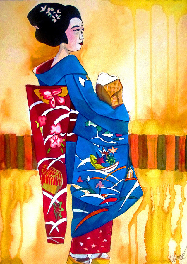 Kimono Painting - Blue Kimono 2 by Sacha Grossel