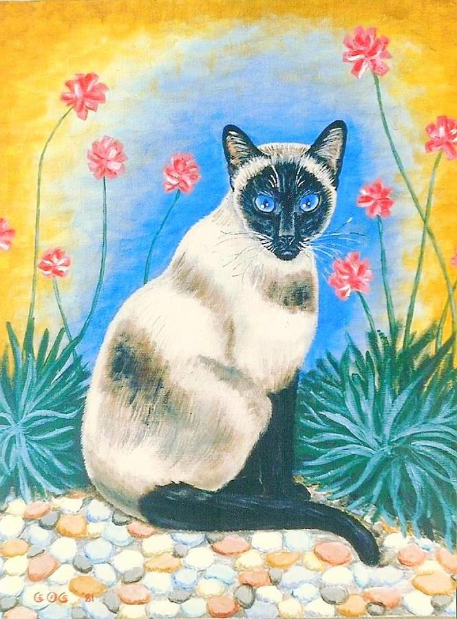 Cat Painting - Blue Kitty by George I Perez