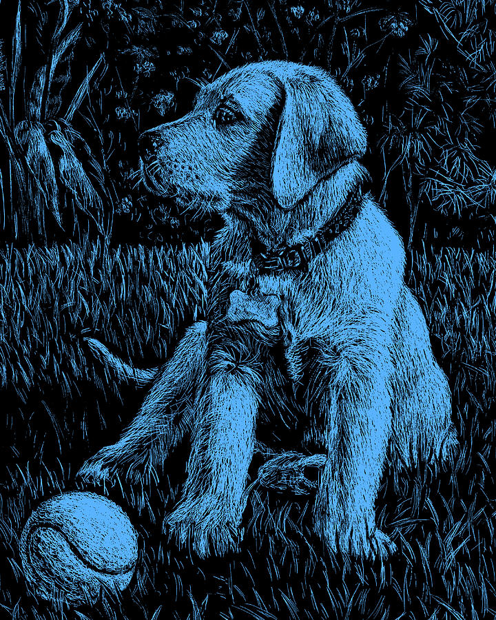 Blue Labrador Puppy Dog Painting by Irina Sztukowski