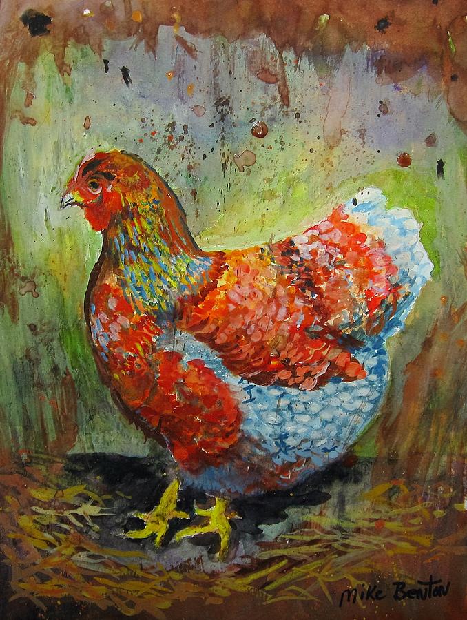 Blue Laced Wyandotte Hen Painting by Mike Benton
