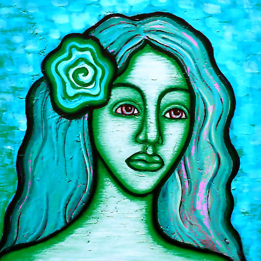 Unique Painting - Blue Lady by Brenda Higginson