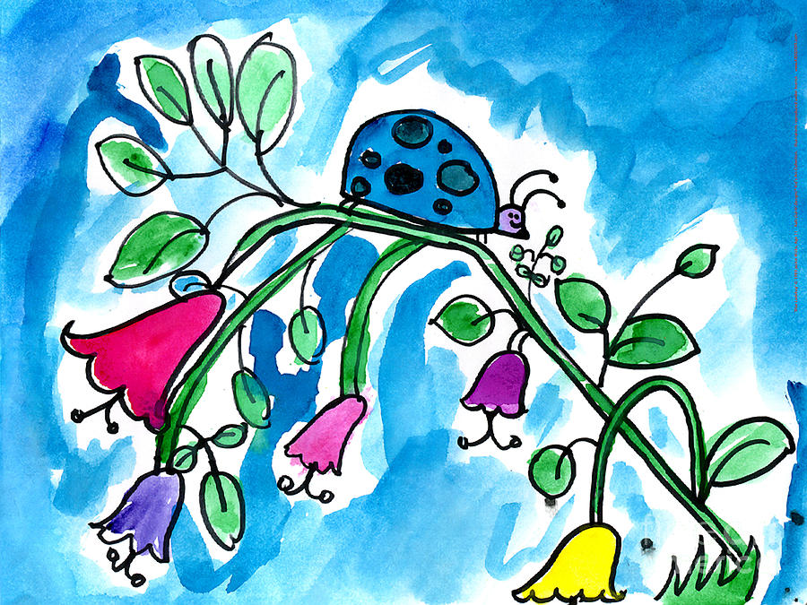 Ladybug Painting - Blue Ladybug by Jackie Wicks Age Eleven