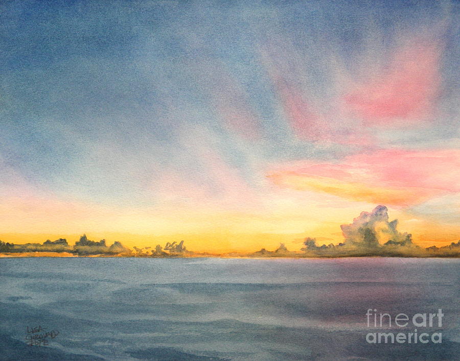 Blue Lagoon Sunset Painting by Lisa Pope