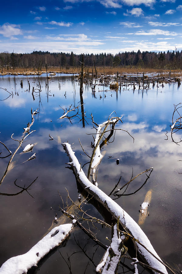 Blue lake and sky in winter Schwenninger Moos Photograph by Matthias Hauser
