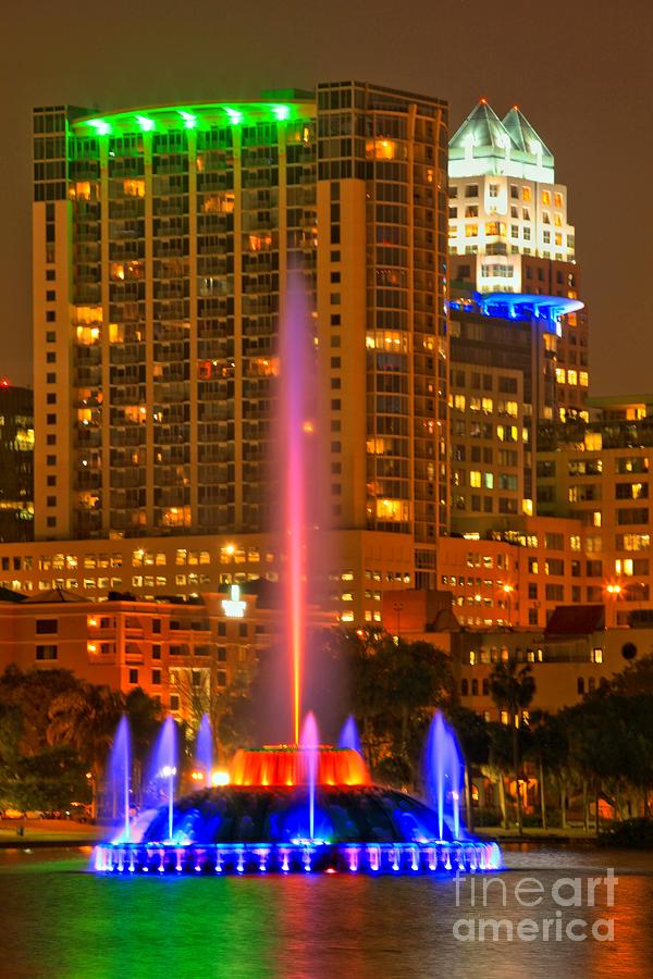 Blue Lake Eola Fountain Photograph by Adam Jewell