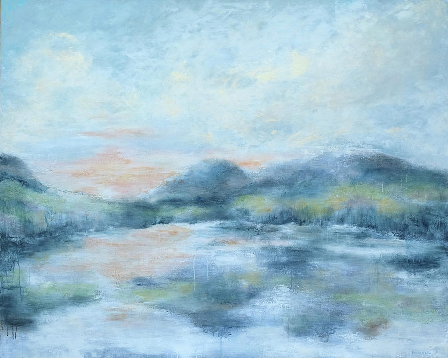 Abstract Painting - Blue Lake  by Katrina Nixon